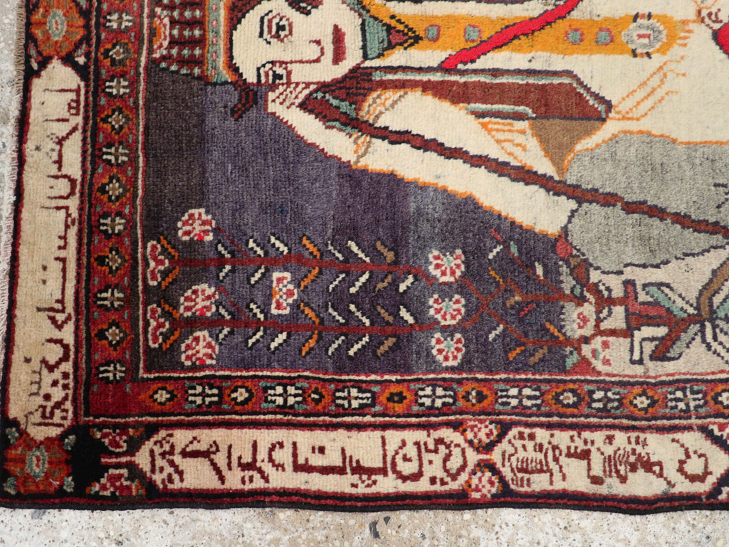 Antique Persian Malayer Pictorial Rug, No.25612 - Staging