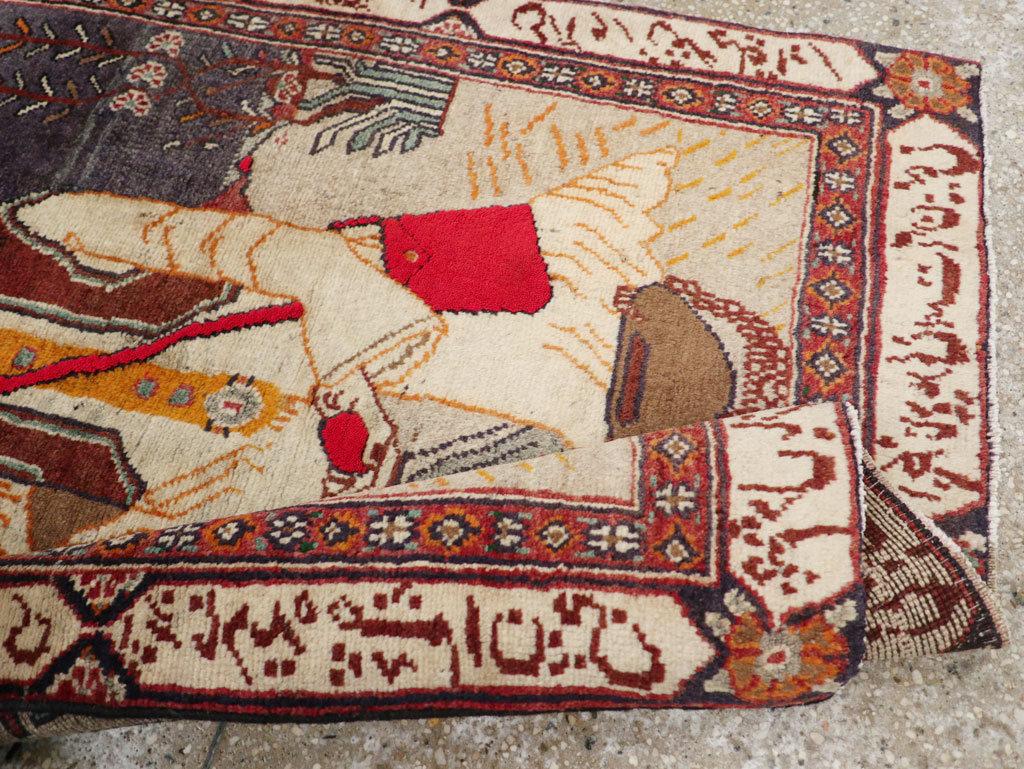 Antique Persian Malayer Pictorial Rug, No.25612 - Staging