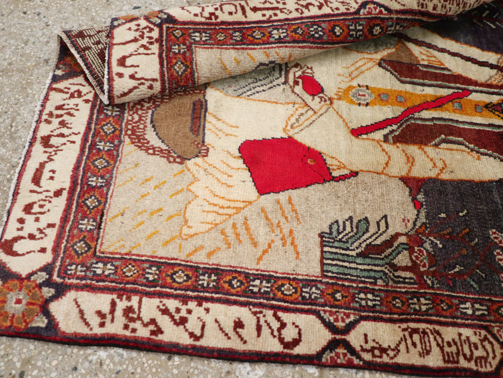 Antique Persian Malayer Pictorial Rug, No.25612 - Staging