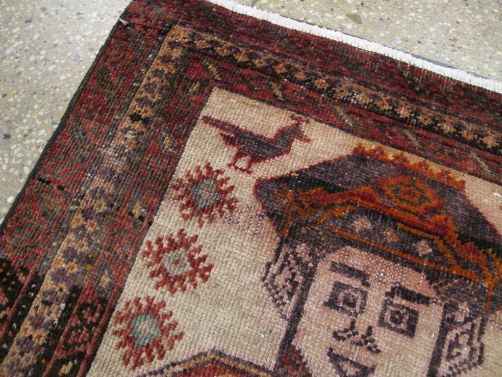 Vintage Persian Pictorial Baluch Rug, No.25616 - Staging