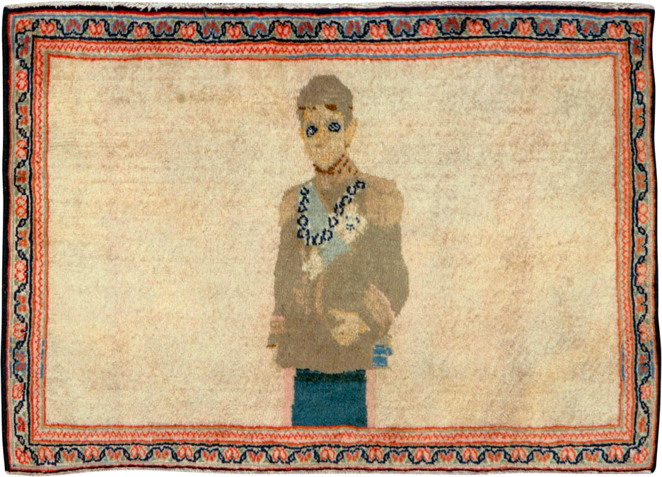 Antique Persian Kashan Pictorial Rug, No.25617 - Staging