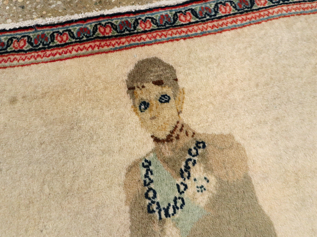 Antique Persian Kashan Pictorial Rug, No.25617 - Staging