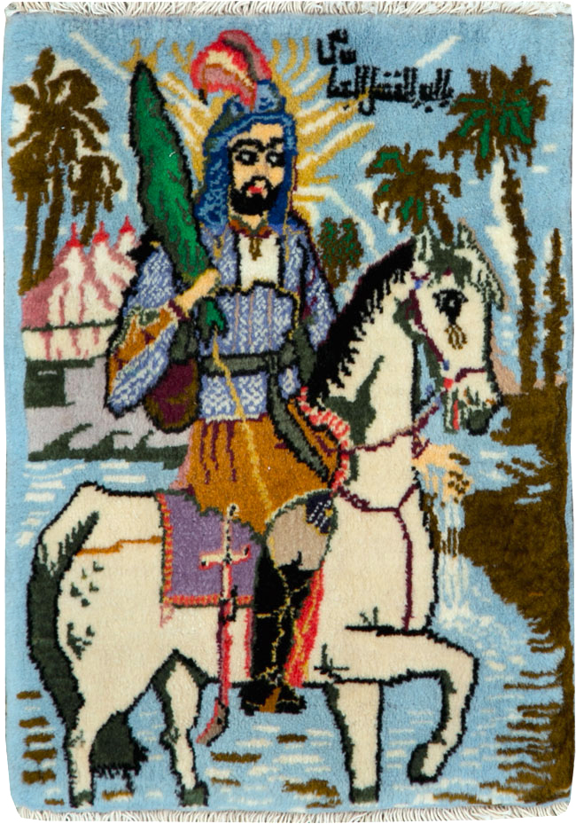 Vintage Persian Pictorial Tabriz Rug, No.25635 - Staging