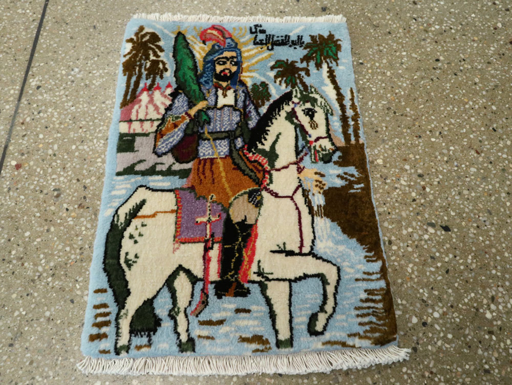 Vintage Persian Pictorial Tabriz Rug, No.25635 - Staging