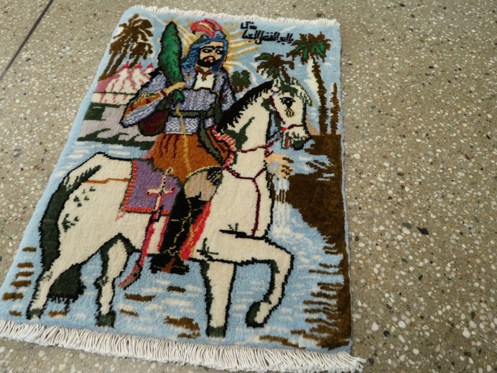 Vintage Persian Pictorial Tabriz Rug, No.25635 - Staging