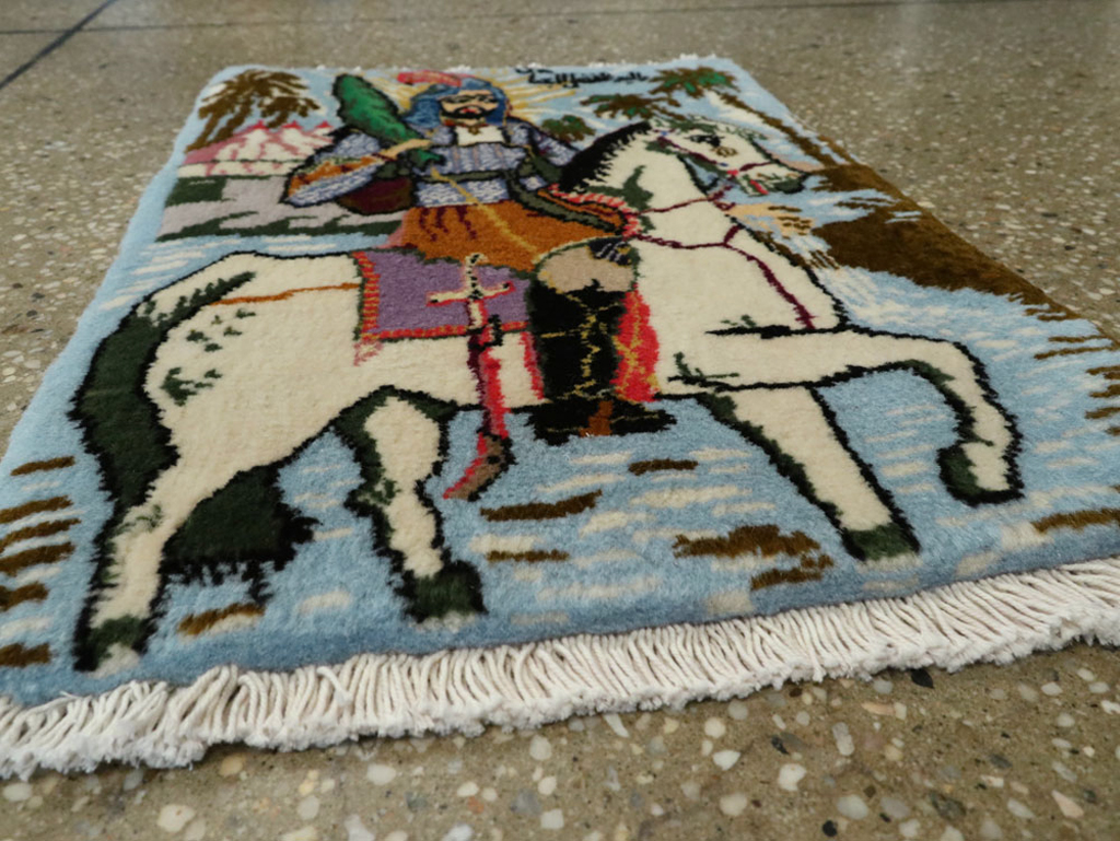 Vintage Persian Pictorial Tabriz Rug, No.25635 - Staging