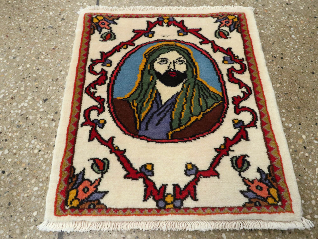 Vintage Tabriz Pictorial Rug, No.25636 - Staging