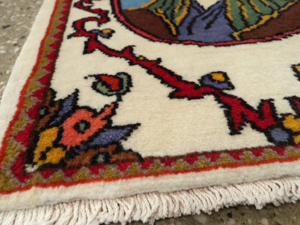 Vintage Tabriz Pictorial Rug, No.25636 - Staging