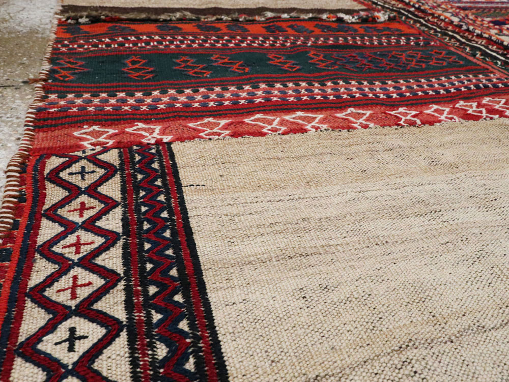 Vintage Persian Flatweave Kilim Square Accent Rug, No.25645 - Staging