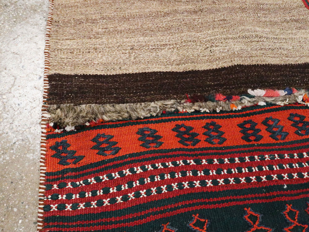 Vintage Persian Flatweave Kilim Square Accent Rug, No.25645 - Staging