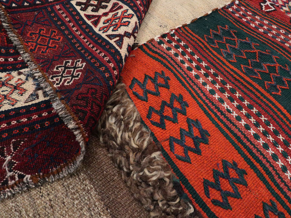 Vintage Persian Flatweave Kilim Square Accent Rug, No.25645 - Staging