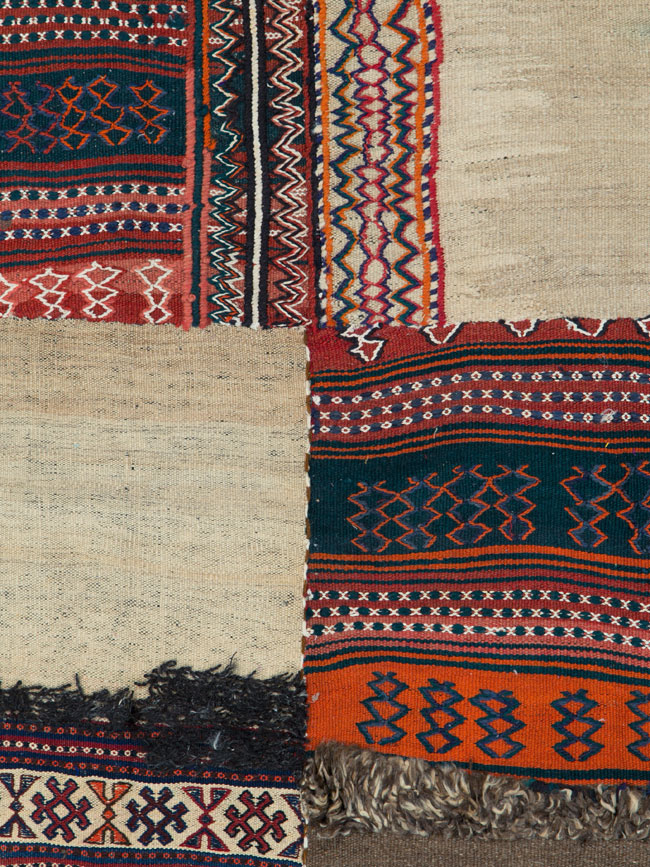 Vintage Persian Flatweave Kilim Square Accent Rug, No.25645 - Staging