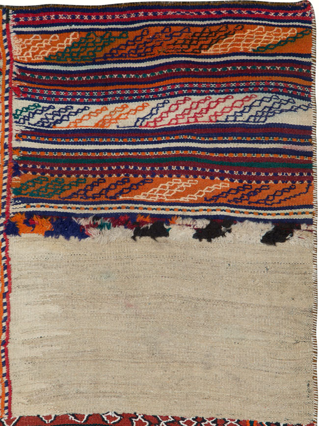 Vintage Persian Flatweave Kilim Square Accent Rug, No.25645 - Staging