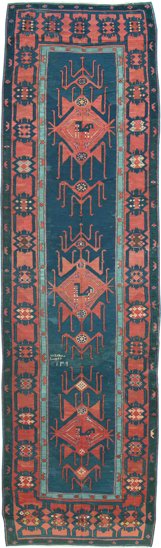 Antique Caucasian Avar Kilim Gallery Carpet, No.25659 - Staging