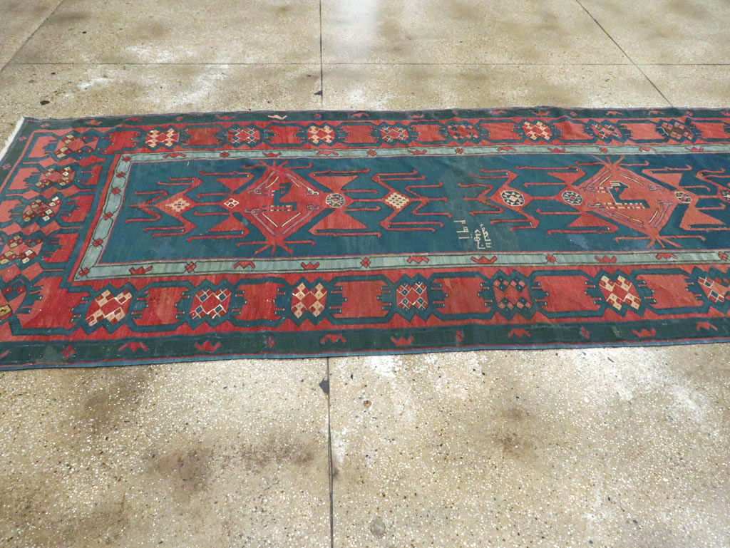 Antique Caucasian Avar Kilim Gallery Carpet, No.25659 - Staging