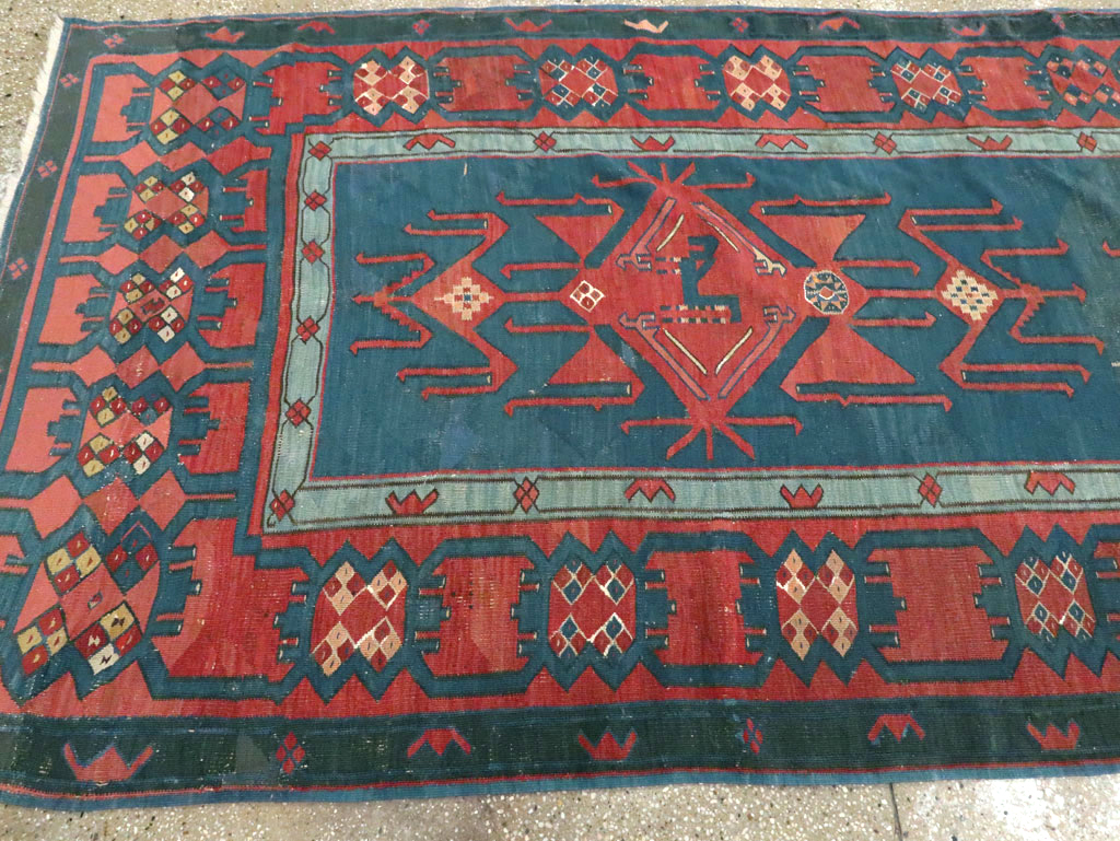 Antique Caucasian Avar Kilim Gallery Carpet, No.25659 - Staging