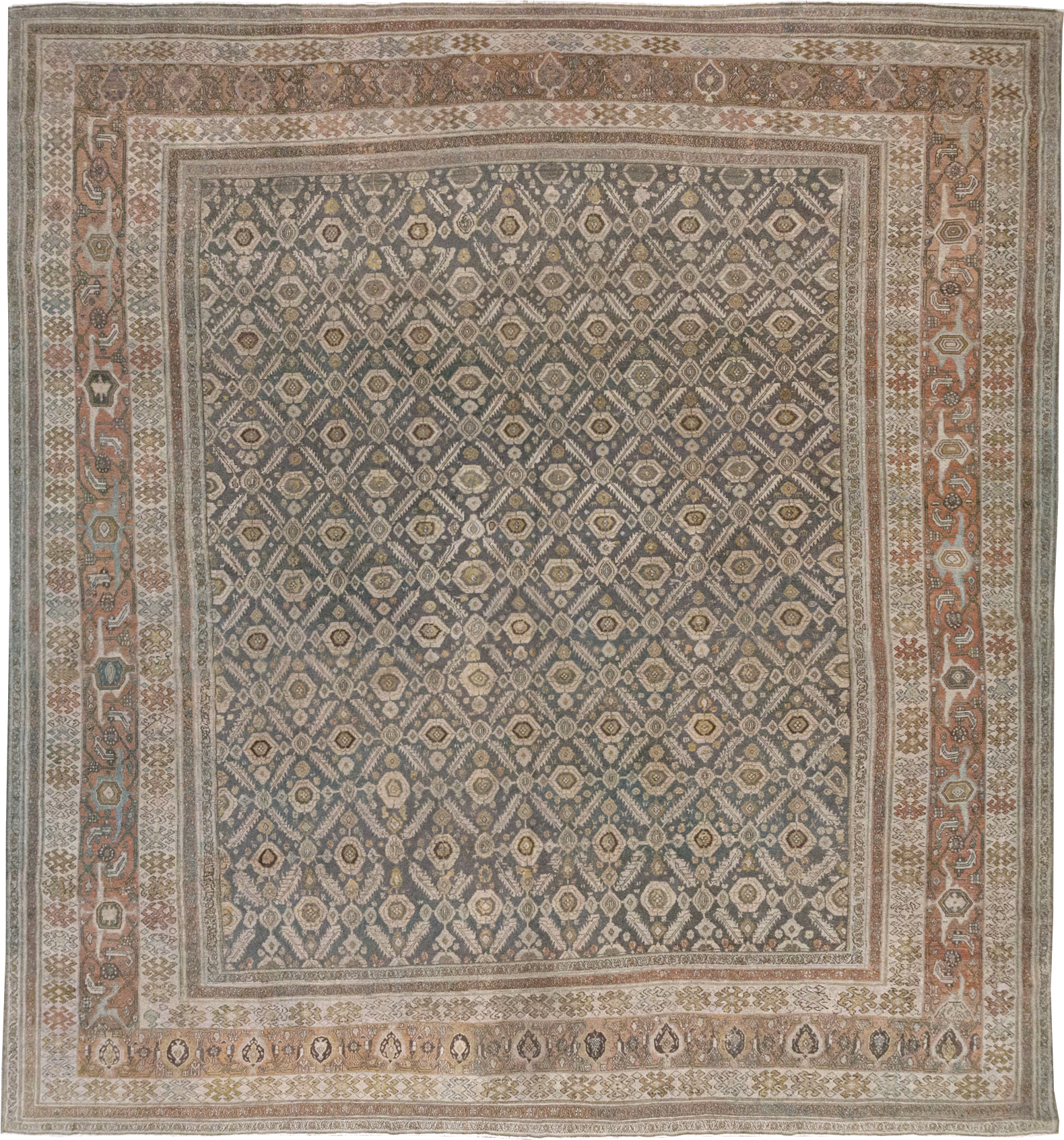 Antique Persian Bibikabad Large Square Carpet, No.25662 - Staging