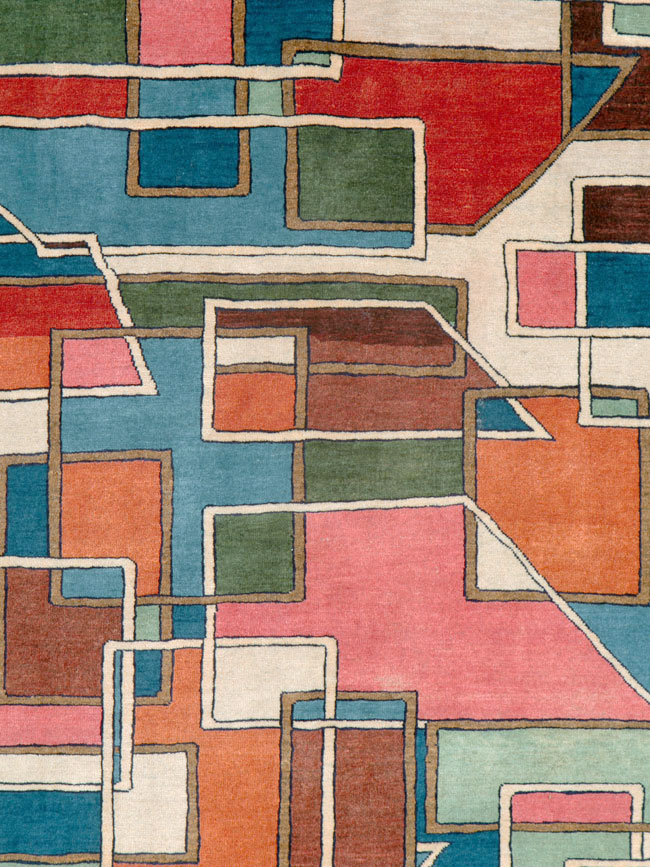 Vintage Persian Sarouk Art Deco Carpet, No.25672 - Staging