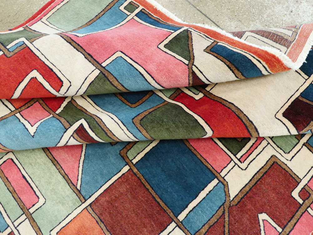 Vintage Persian Sarouk Art Deco Carpet, No.25672 - Staging