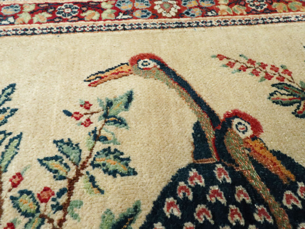 Vintage Persian Kashan Pictorial Rug, No.25674 - Staging