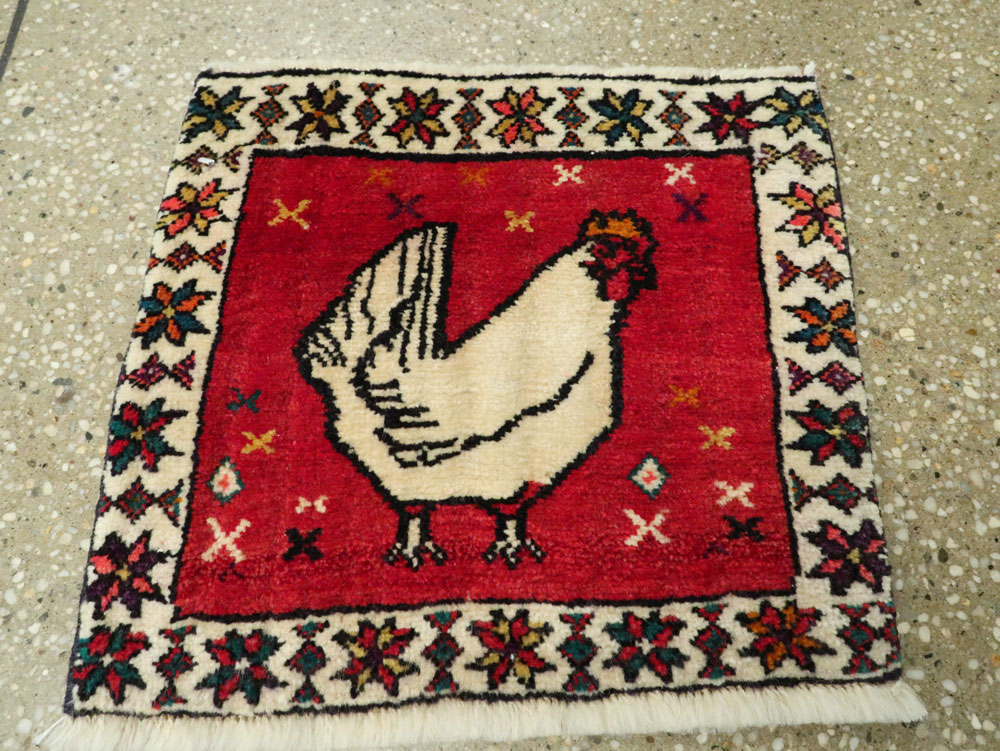 Vintage Persian Kurdish Rug, No.25687 - Staging