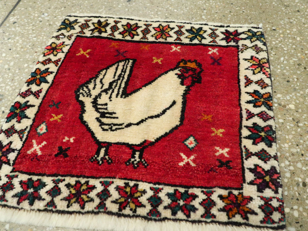 Vintage Persian Kurdish Rug, No.25687 - Staging