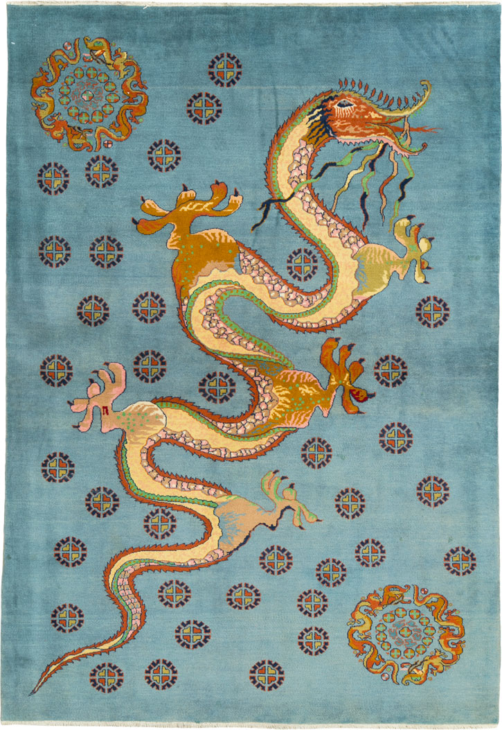 Vintage Persian Mashad Pictorial Rug, No.25698 - Staging