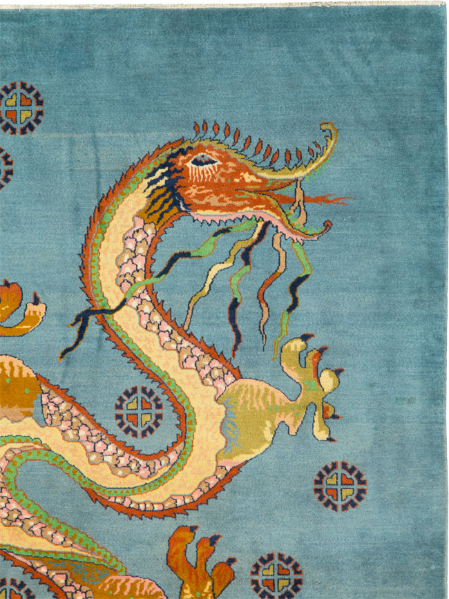 Vintage Persian Mashad Pictorial Rug, No.25698 - Staging