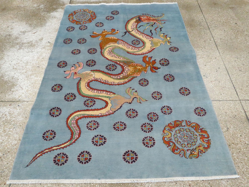 Vintage Persian Mashad Pictorial Rug, No.25698 - Staging