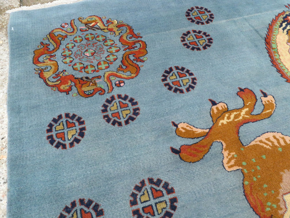 Vintage Persian Mashad Pictorial Rug, No.25698 - Staging