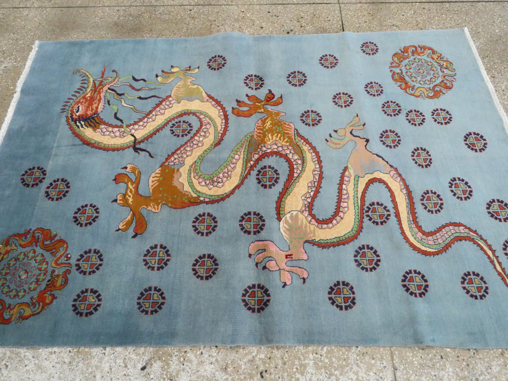 Vintage Persian Mashad Pictorial Rug, No.25698 - Staging