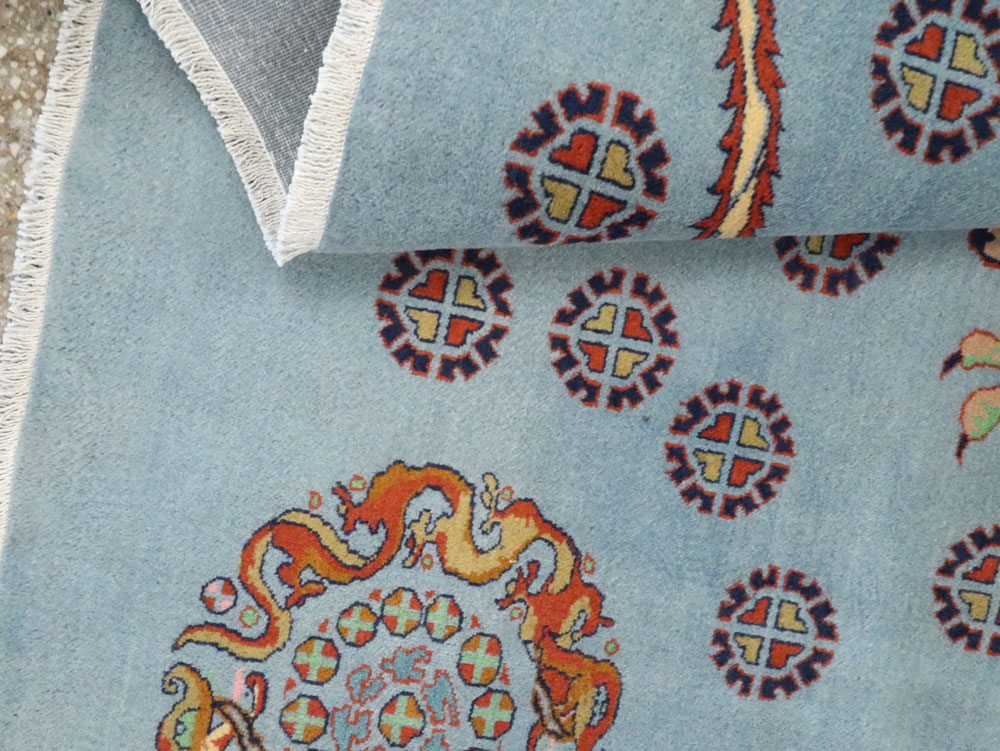 Vintage Persian Mashad Pictorial Rug, No.25698 - Staging