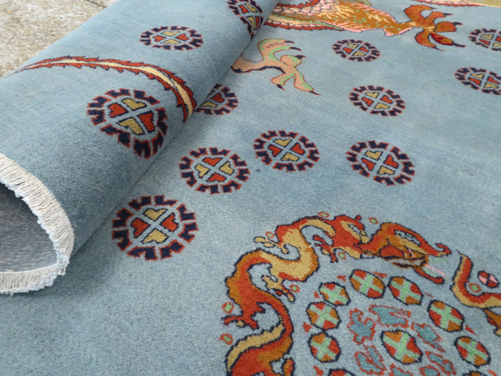 Vintage Persian Mashad Pictorial Rug, No.25698 - Staging