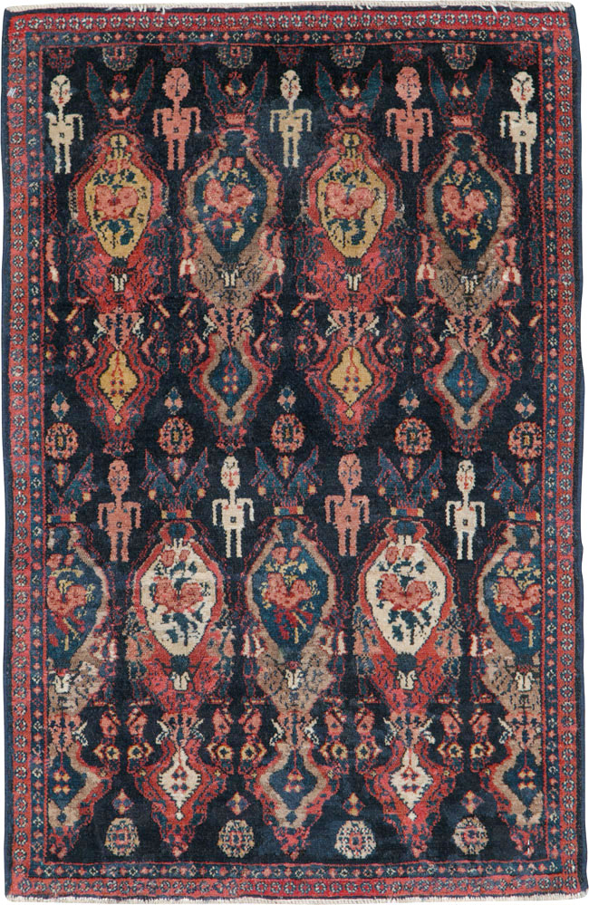 Vintage Persian Senneh Pictorial Rug (Pair: 1 of 2), No.25705 - Staging