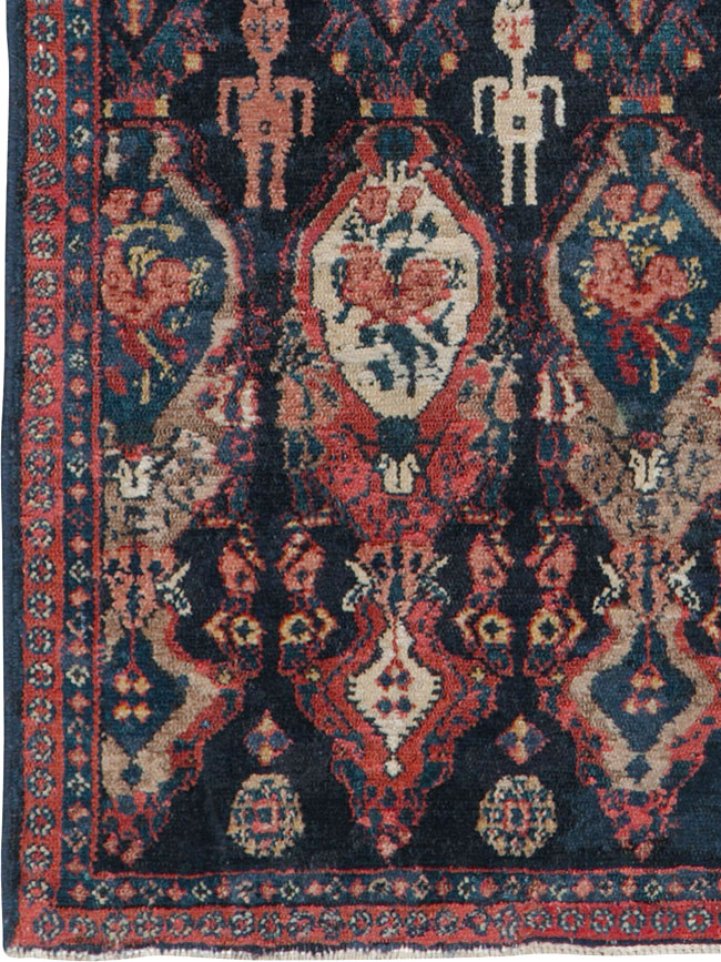 Vintage Persian Senneh Pictorial Rug (Pair: 1 of 2), No.25705 - Staging