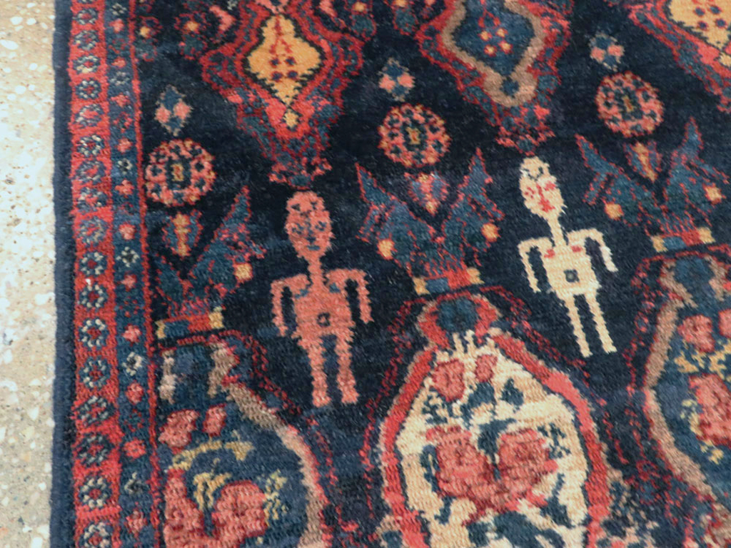 Vintage Persian Senneh Pictorial Rug (Pair: 1 of 2), No.25705 - Staging