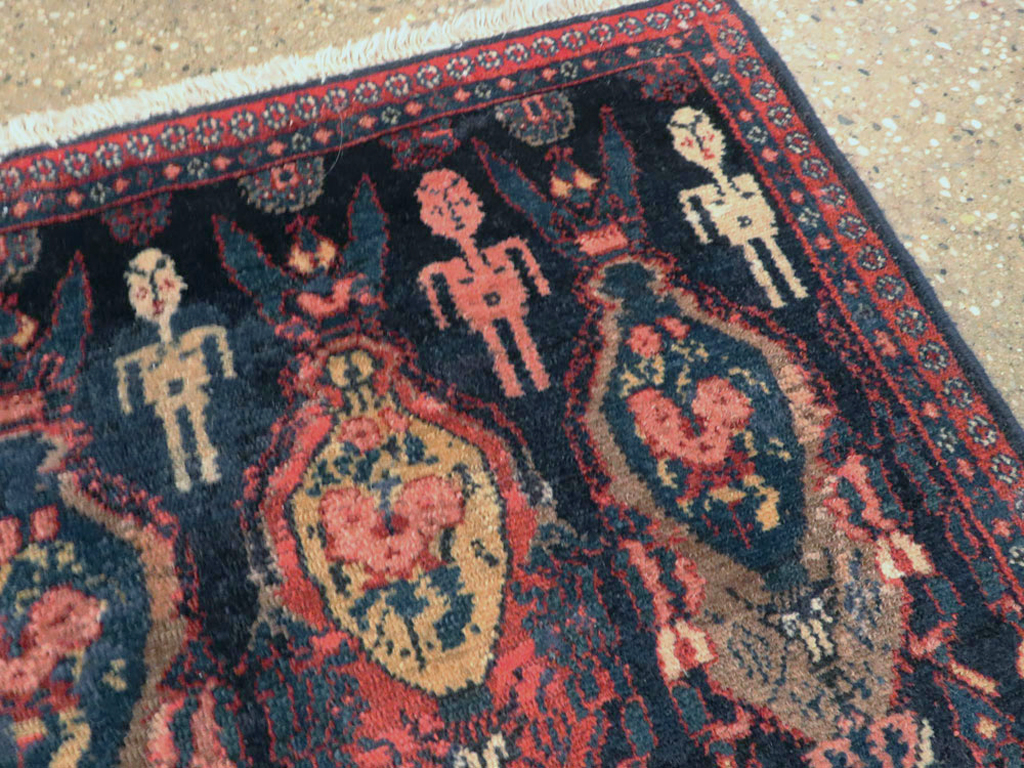 Vintage Persian Senneh Pictorial Rug (Pair: 1 of 2), No.25705 - Staging