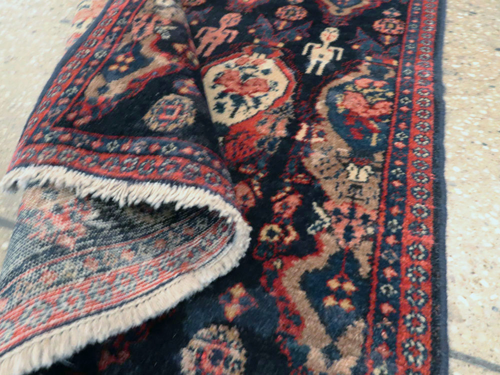 Vintage Persian Senneh Pictorial Rug (Pair: 1 of 2), No.25705 - Staging