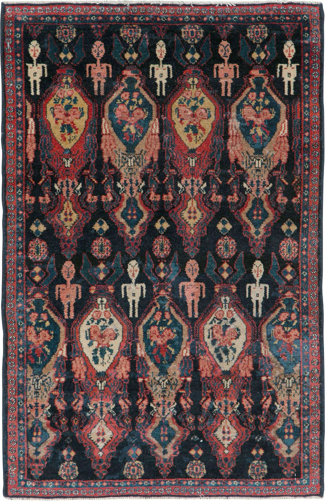 Vintage Persian Senneh Pictorial Rug (Pair: 2 of 2), No.25706 - Staging
