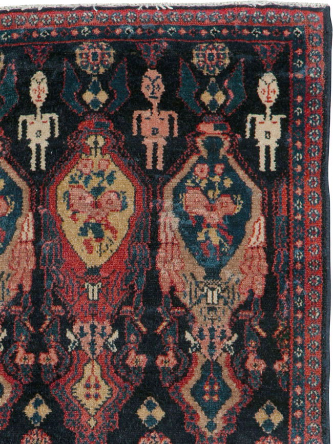 Vintage Persian Senneh Pictorial Rug (Pair: 2 of 2), No.25706 - Staging