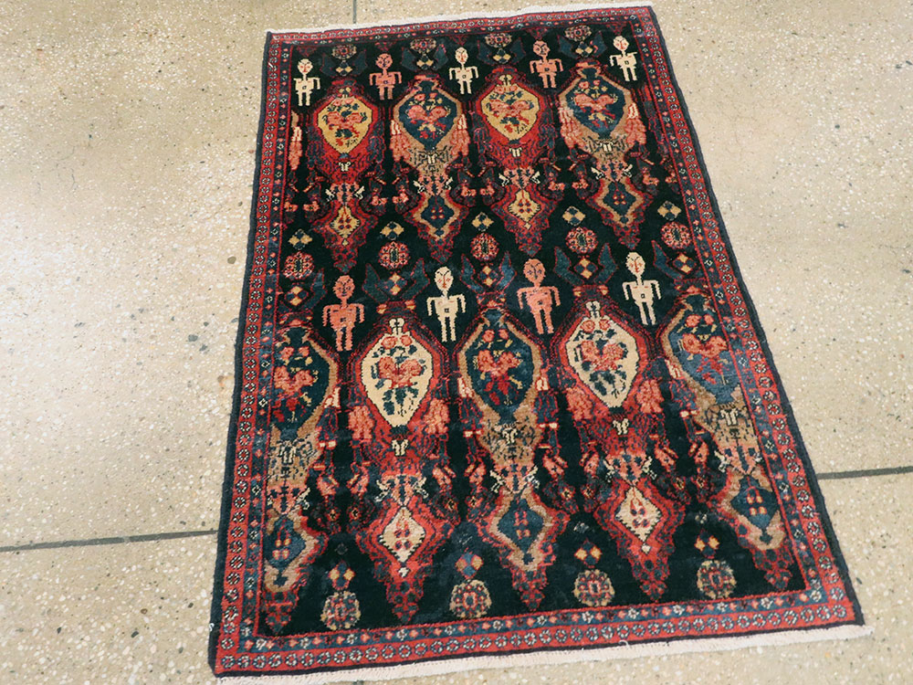 Vintage Persian Senneh Pictorial Rug (Pair: 2 of 2), No.25706 - Staging