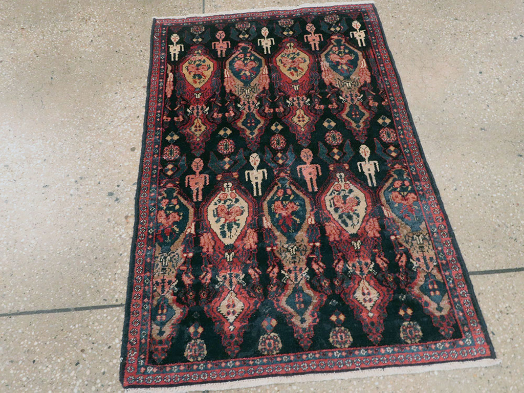 Vintage Persian Senneh Pictorial Rug (Pair: 2 of 2), No.25706 - Staging