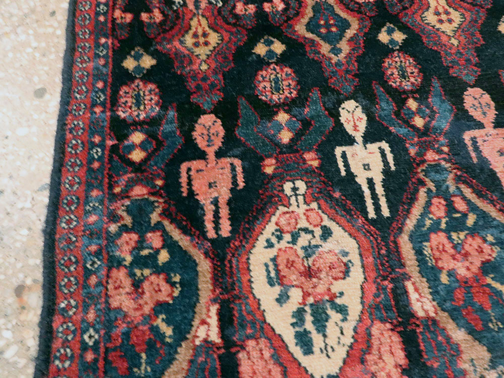 Vintage Persian Senneh Pictorial Rug (Pair: 2 of 2), No.25706 - Staging