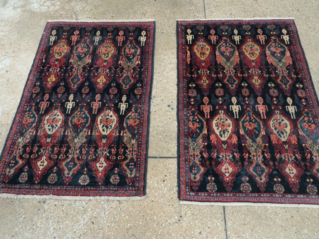 Vintage Persian Senneh Pictorial Rug (Pair: 2 of 2), No.25706 - Staging