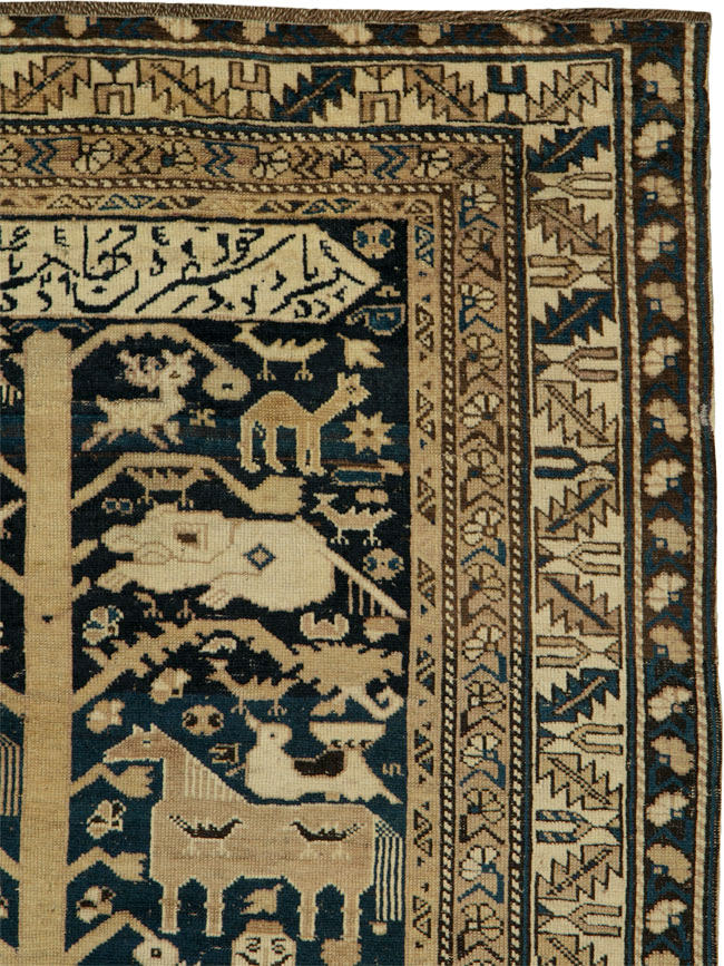 Antique Caucasian Shirvan Pictorial Rug, No.25720 - Staging