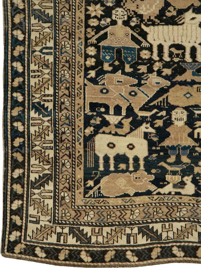 Antique Caucasian Shirvan Pictorial Rug, No.25720 - Staging