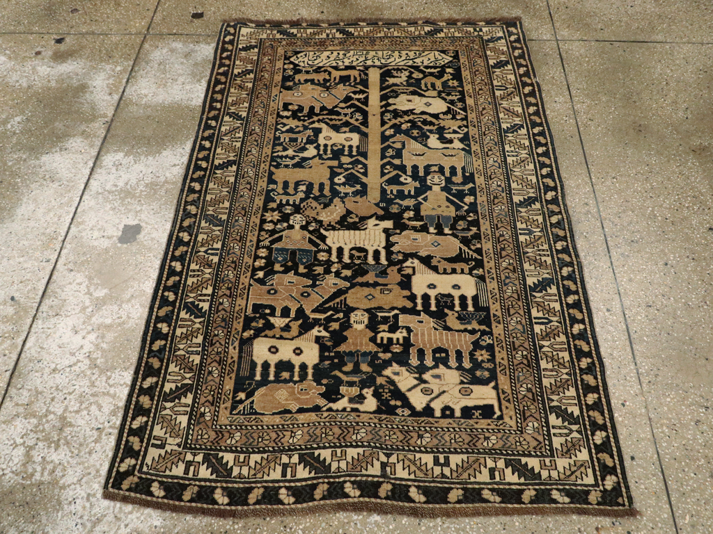 Antique Caucasian Shirvan Pictorial Rug, No.25720 - Staging