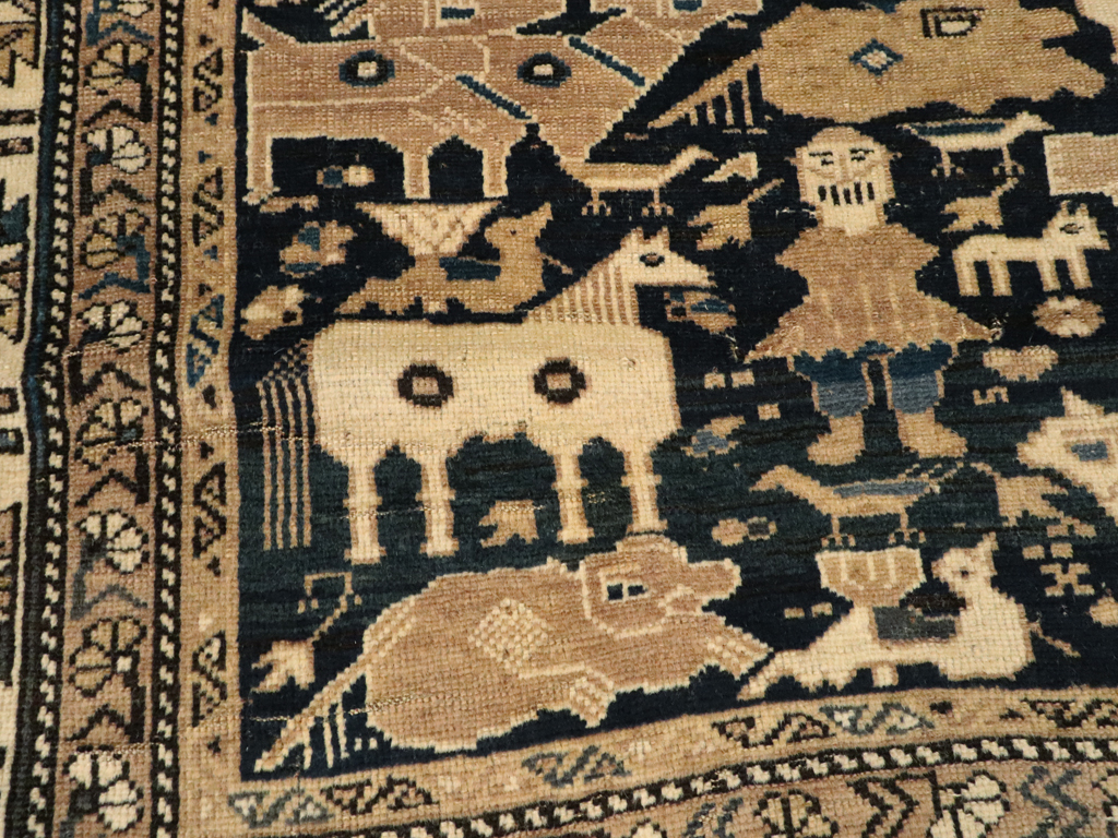 Antique Caucasian Shirvan Pictorial Rug, No.25720 - Staging