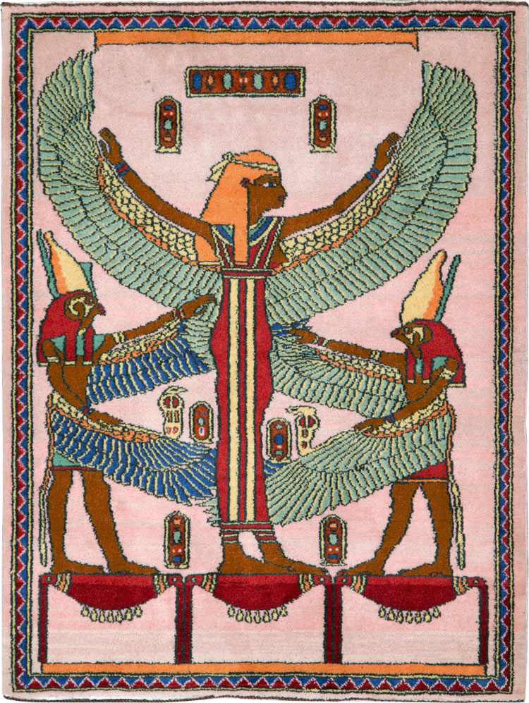 Vintage Goddess Isis Egyptian Pictorial Rug, No.25727 - Staging
