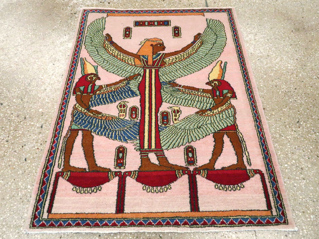 Vintage Goddess Isis Egyptian Pictorial Rug, No.25727 - Staging